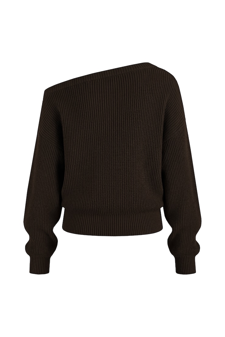 Day Off Asymmetric Sweater, Deep Brown, large