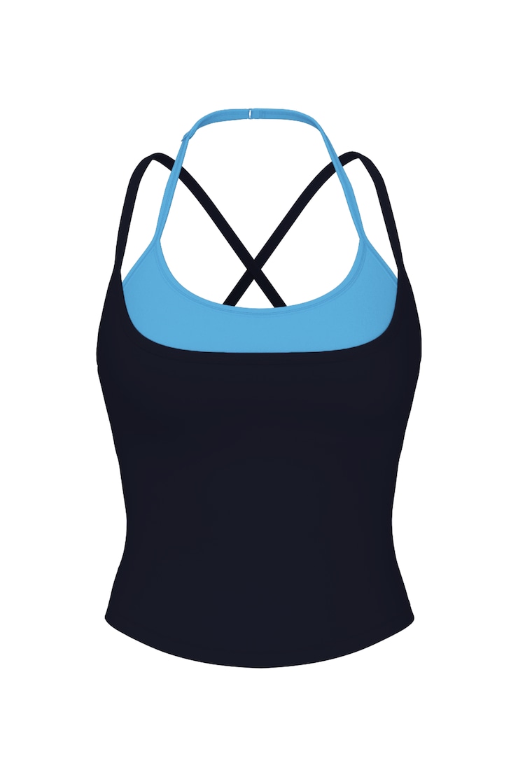 Active Layered Tank Top, Naughty Navy/Blue Rebound, large