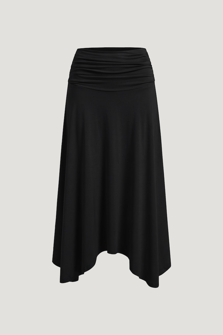 Jupe midi asymétrique sculptante Noir encre large