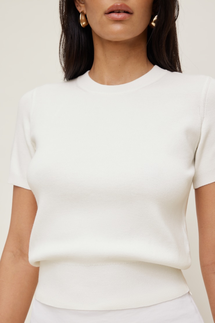 Clara Short Sleeve Sweater Snow White large