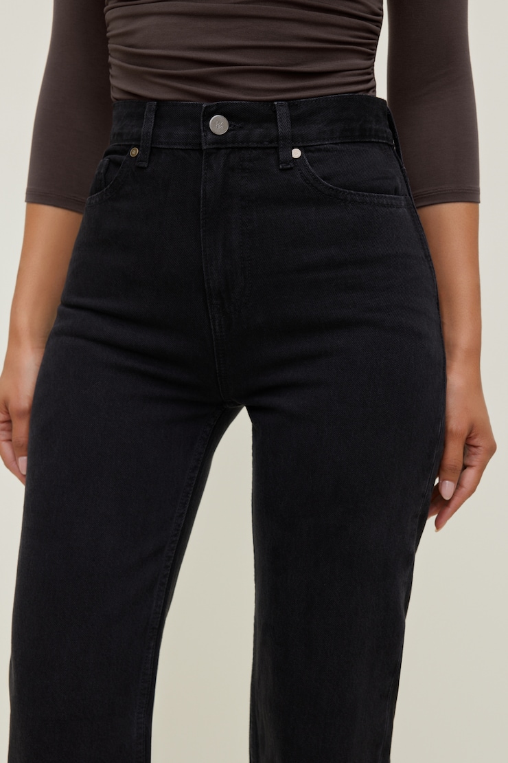 Jean Valentina semi-évasé à taille ultrahaute Noir granit large