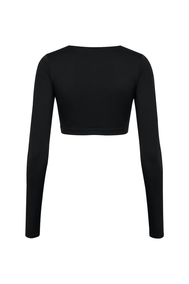 Active Plunge Long Sleeve Top, Jet Black, large