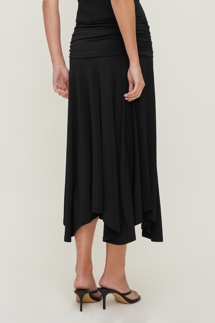 Sculpt Asymmetric Midi Skirt Jet Black large