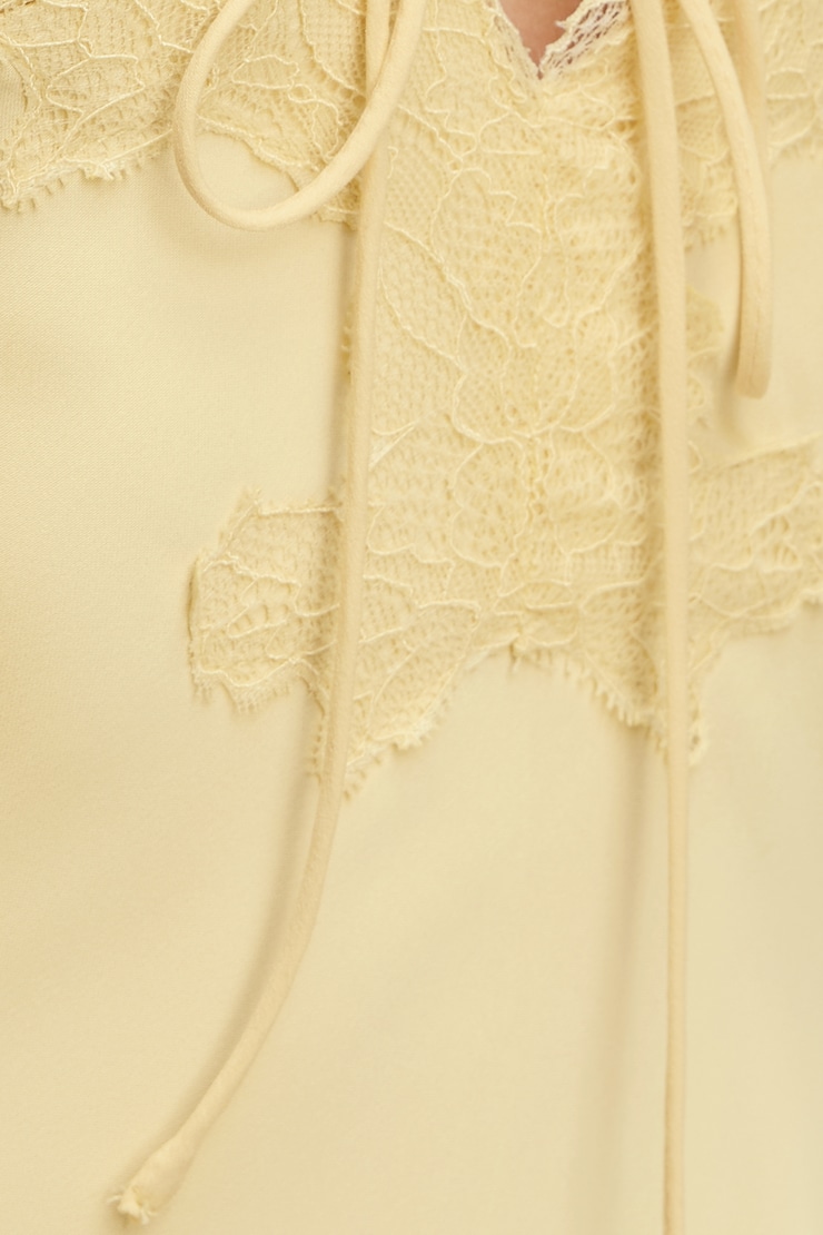Lace Satin Maxi Dress Pale Yellow large