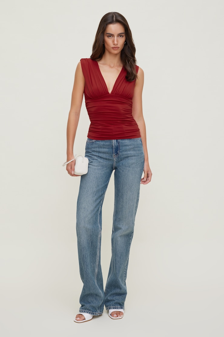Sculpt Plunge Tank Top Savvy Red large