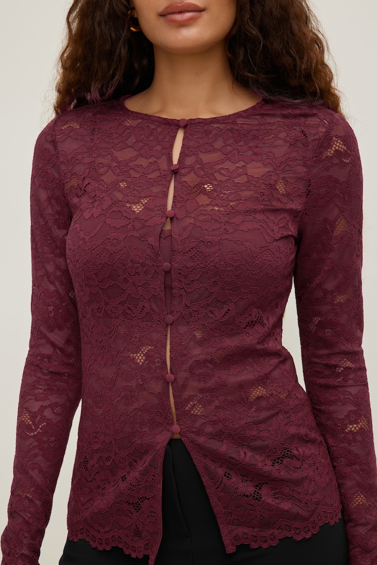 Lace Cardigan Maroon Banner large