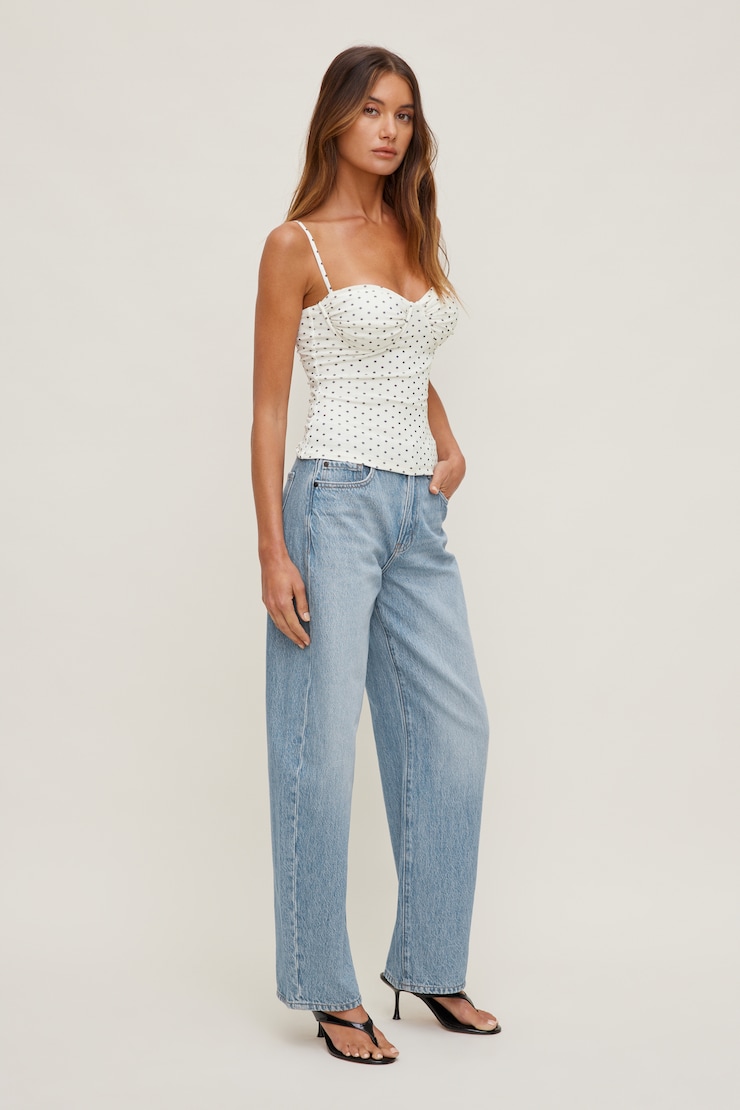 Monet Mesh Top White w/ Black Polka Dots large