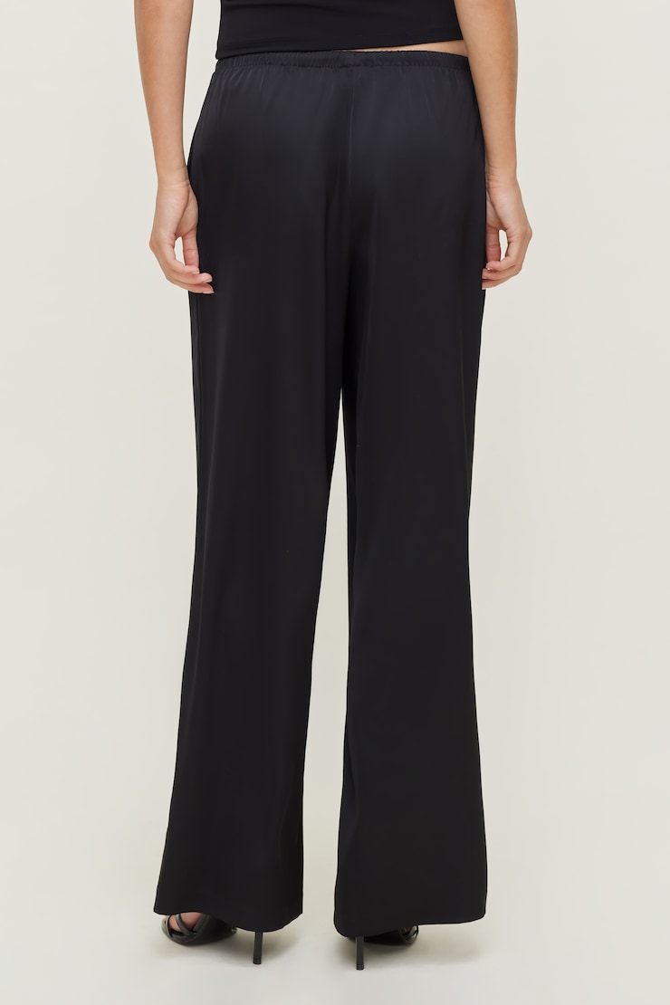 Leo Satin Wide Leg Pants Jet Black large
