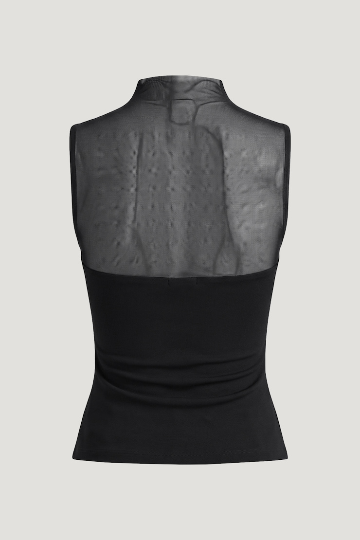 Sheer Mesh Tank Top Jet Black large