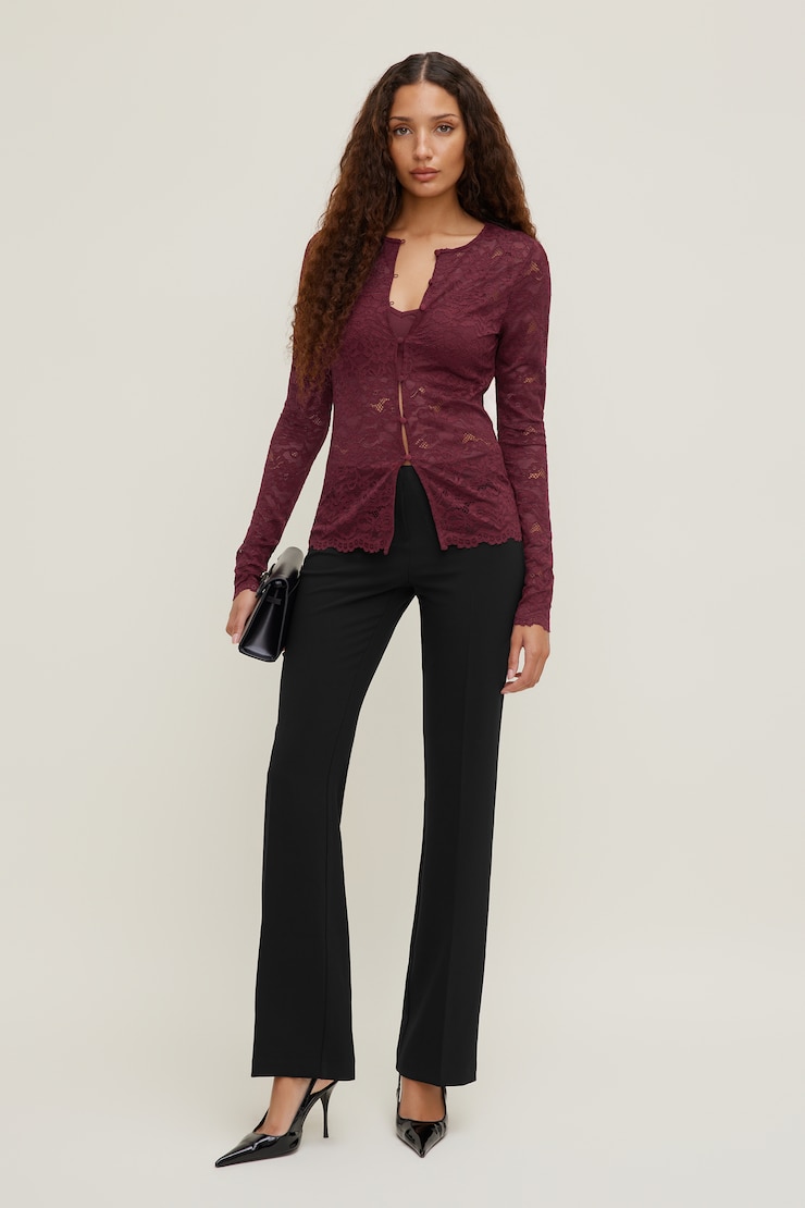 Lace Cardigan Maroon Banner large