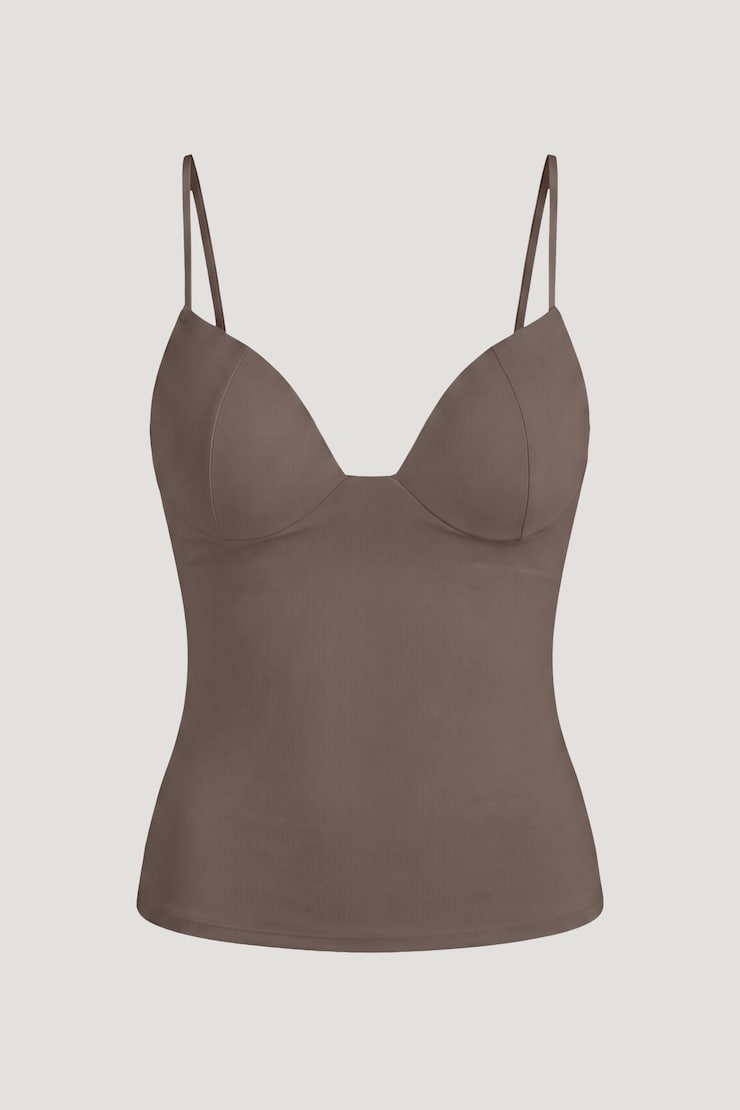Mindi Padded Bustier Top Iron Taupe large