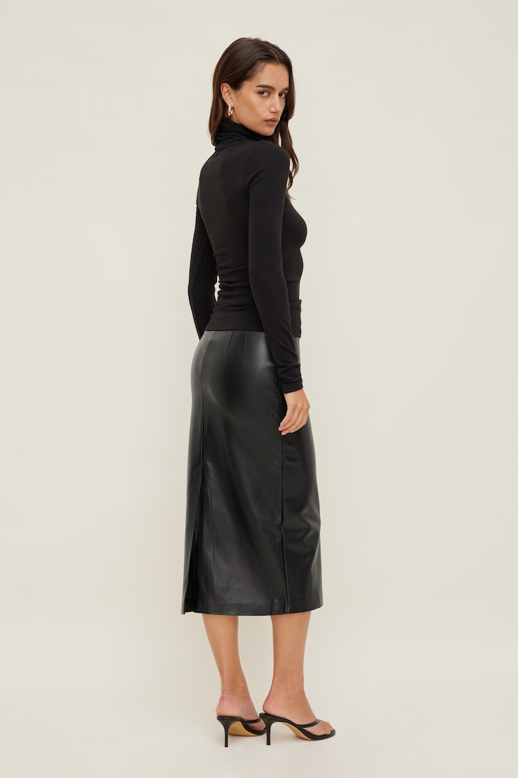 Fitted Turtleneck Top Jet Black large