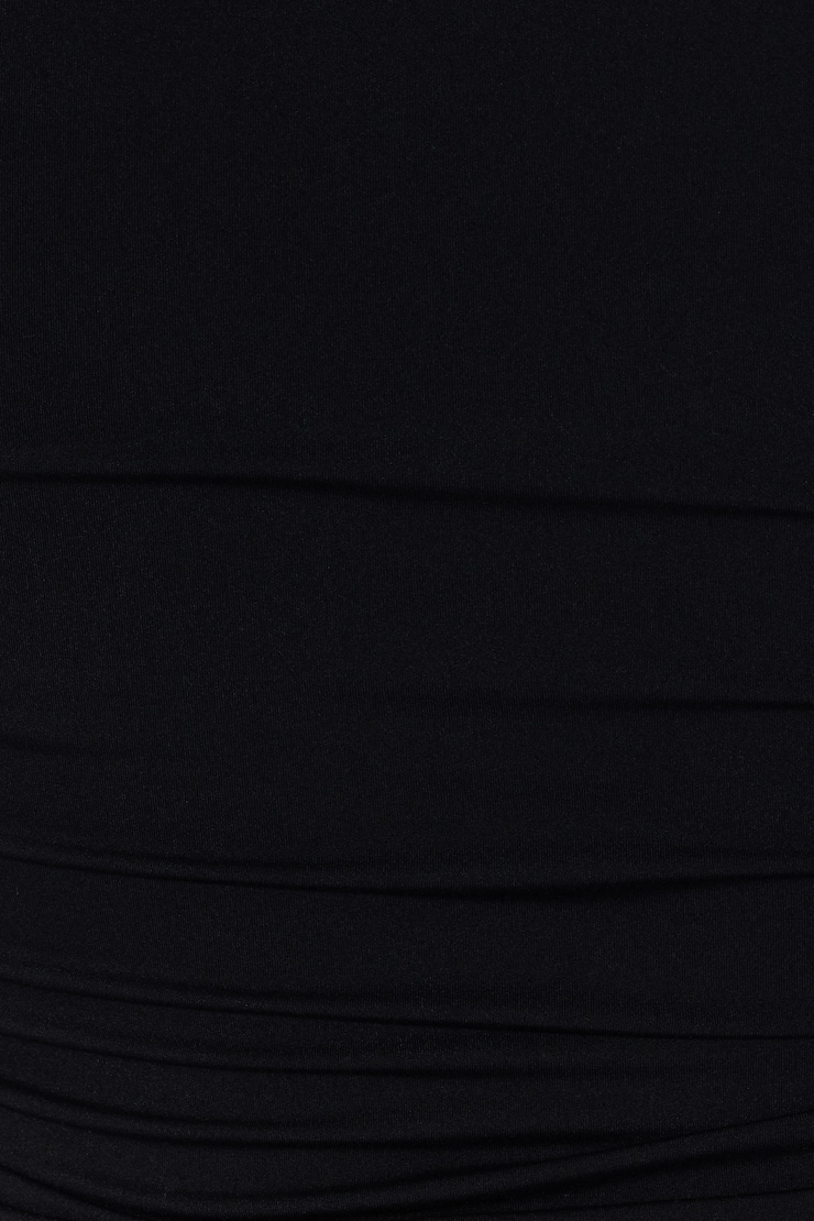 Sleek Open Neck 3/4 Sleeve Top, Jet Black, large