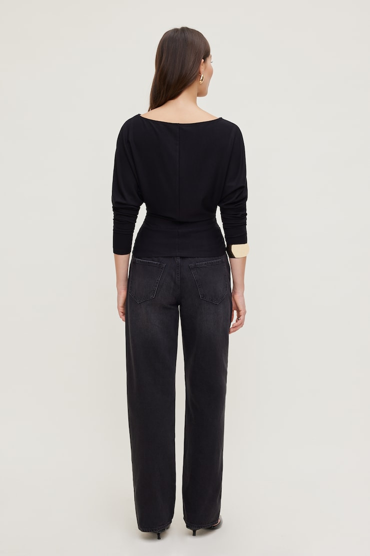 Mira Dolman Sleeve Top Jet Black large