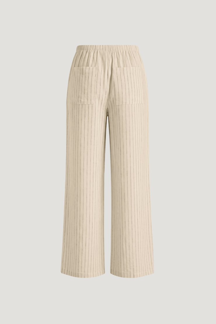 Leo Linen Wide Leg Pants Black / Yellow Stripes large
