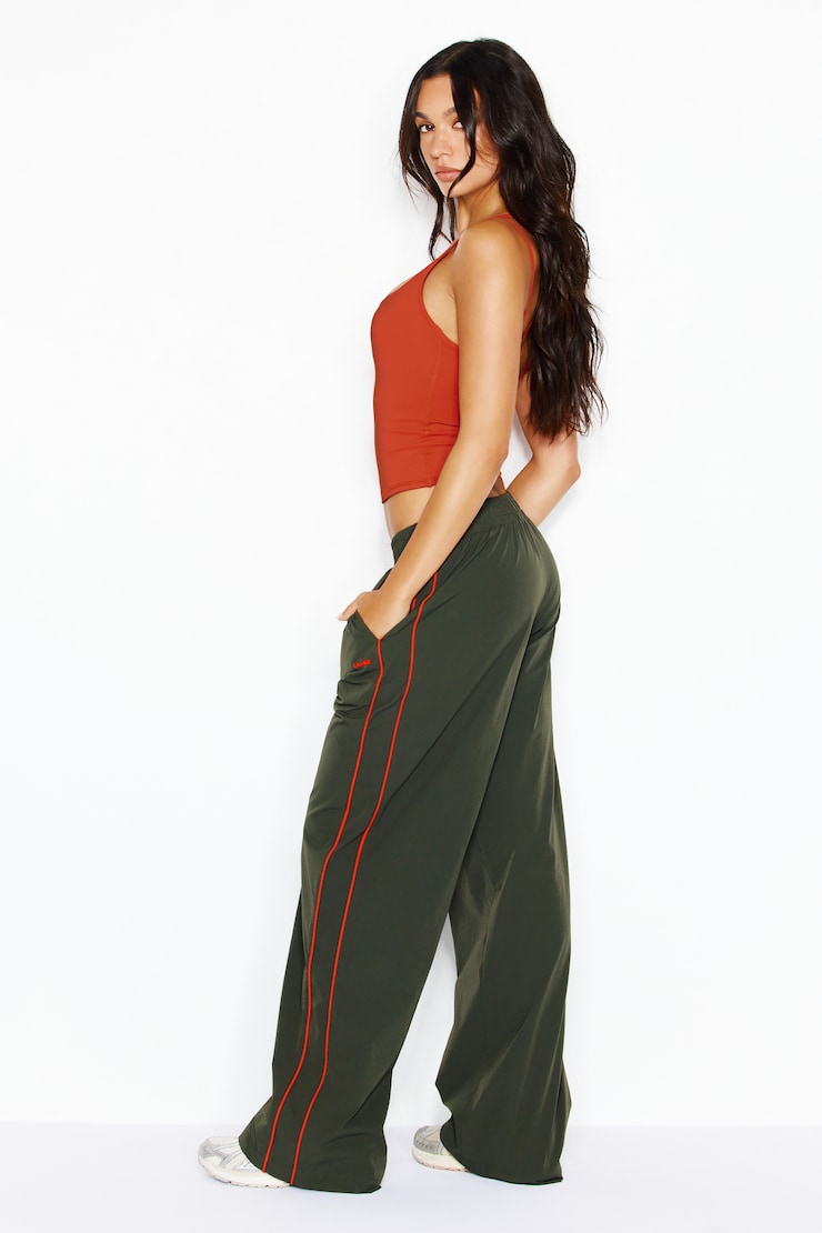 Studio Track Pants, Olive Obsession/Spice Paloma Orange, large