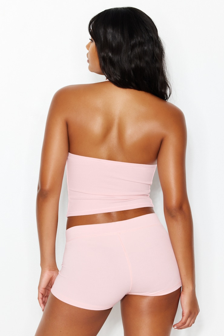 StretchTerry Plunge Halter Top, Pink Wink, large