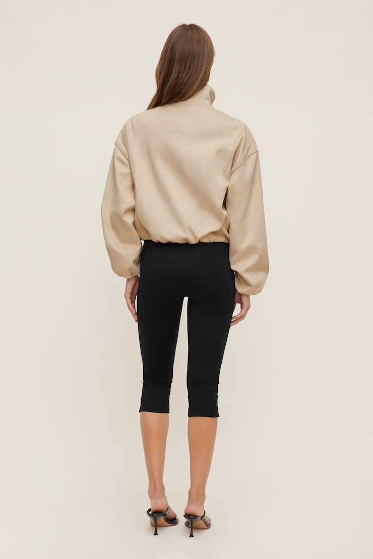 Brynn Faux Suede Bomber Jacket Pumice Stone Beige large