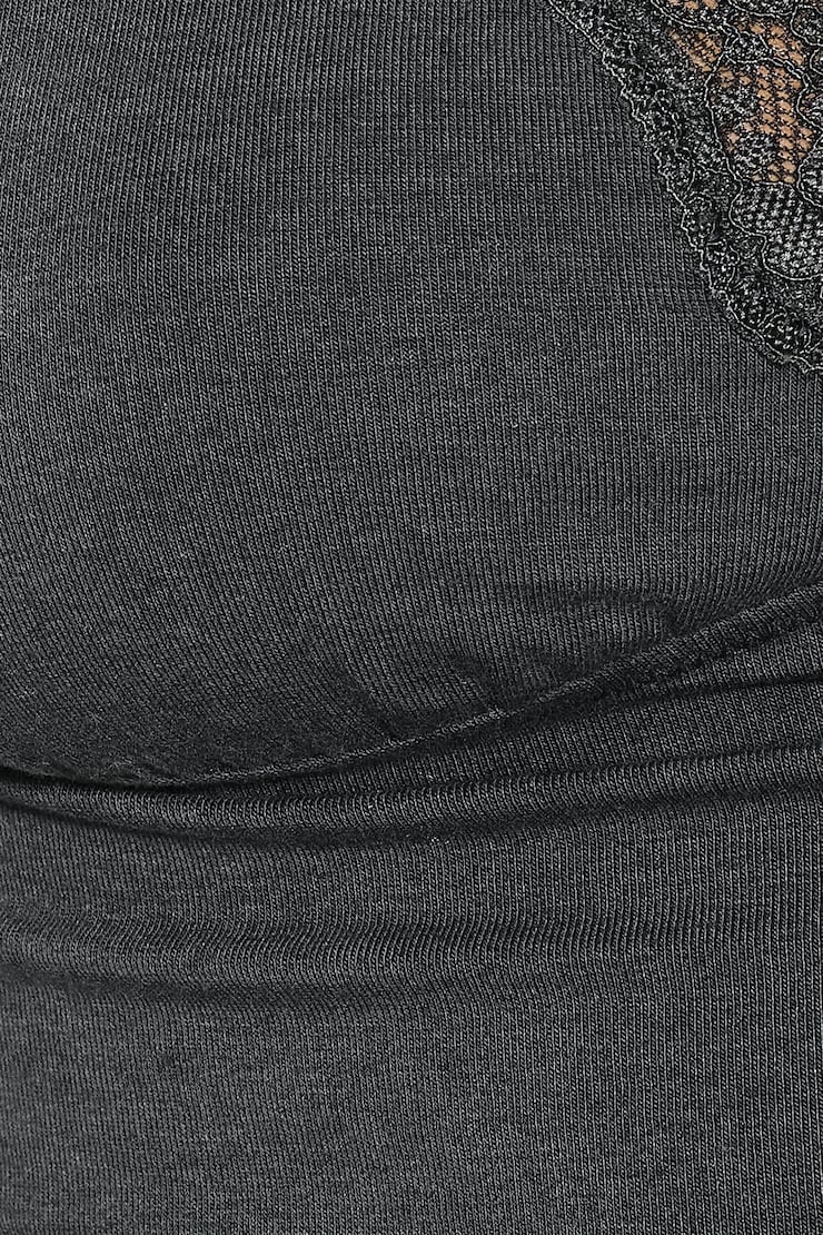 Plunge Lace Trim Cami Top, Forged Iron Grey, large