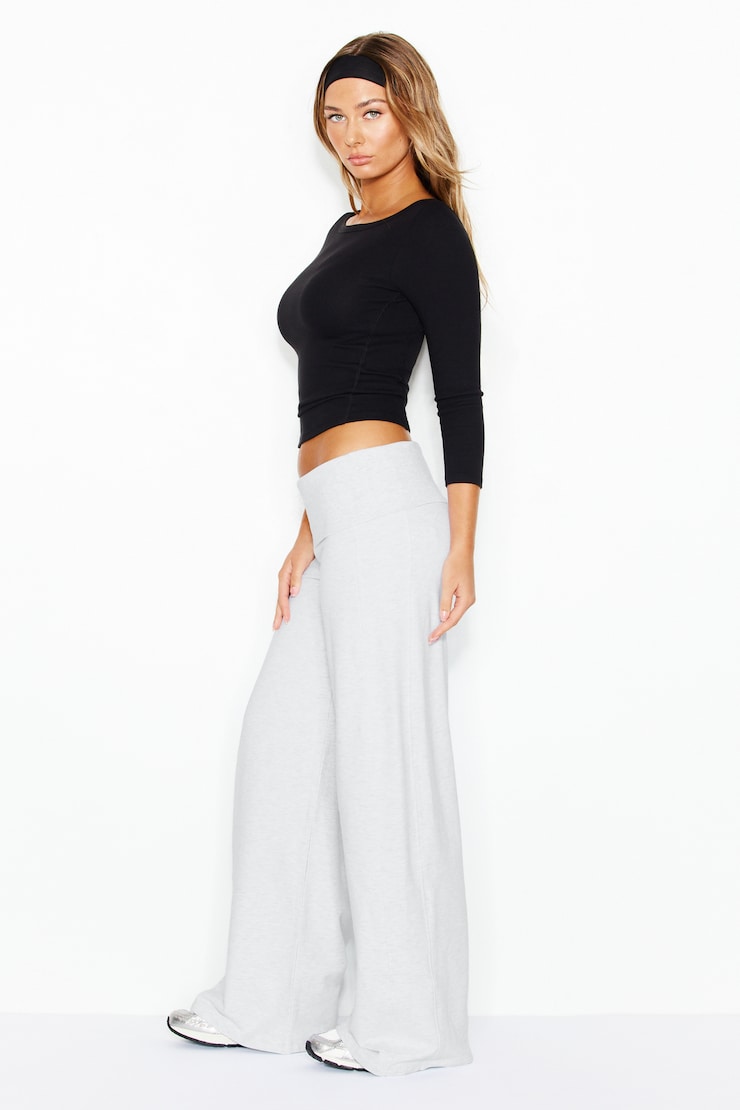 Brushed StretchTerry™ Wide Leg Pants, Spring Grey Mix, large