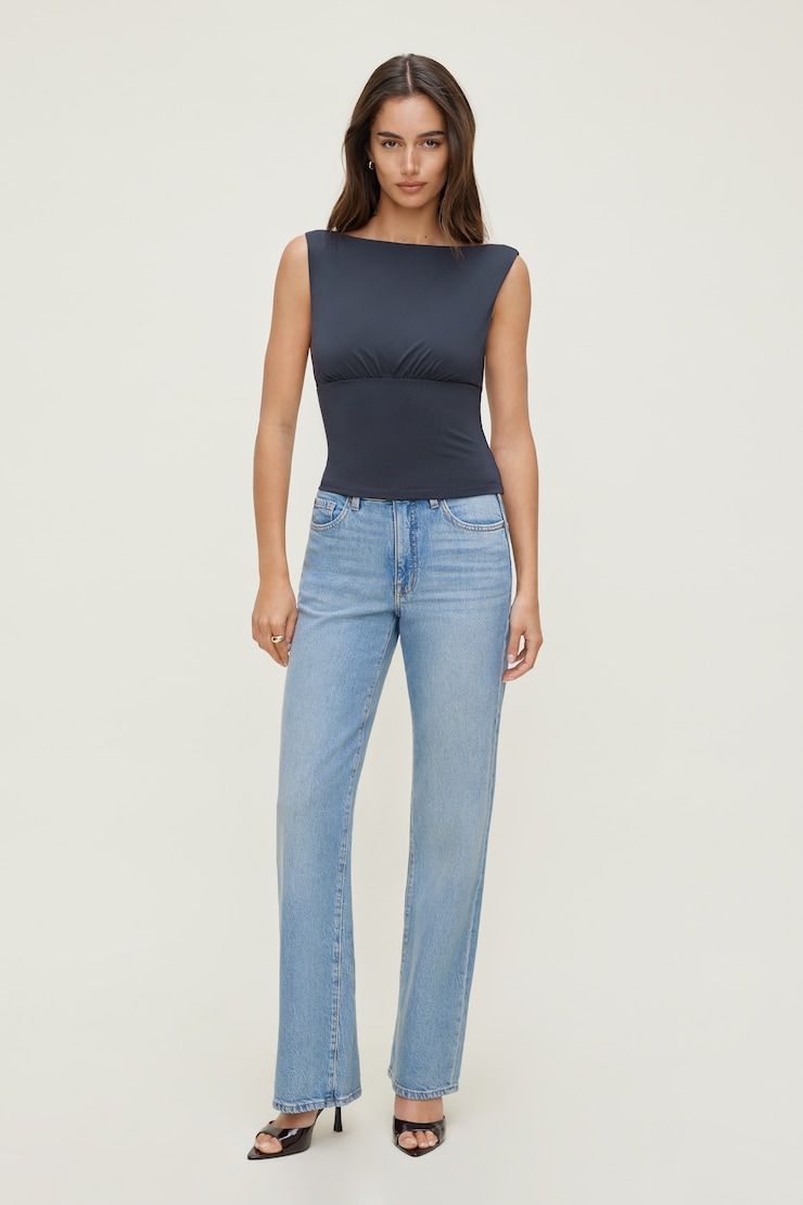 Sculpt Cinched Waist Top India Ink Grey large
