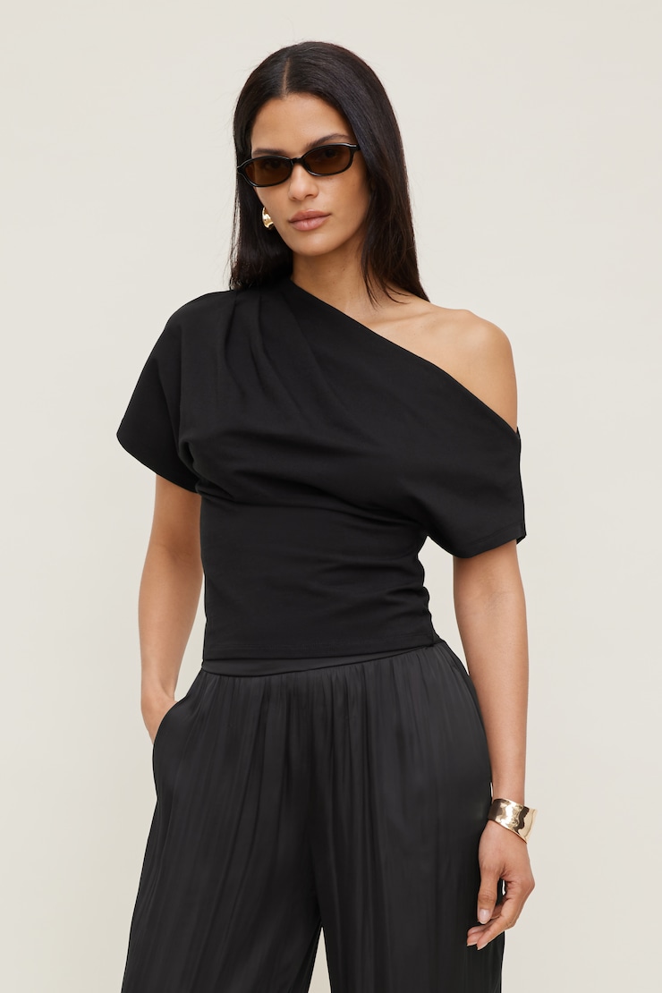 Alexa Cotton Spandex T Shirt Jet Black large