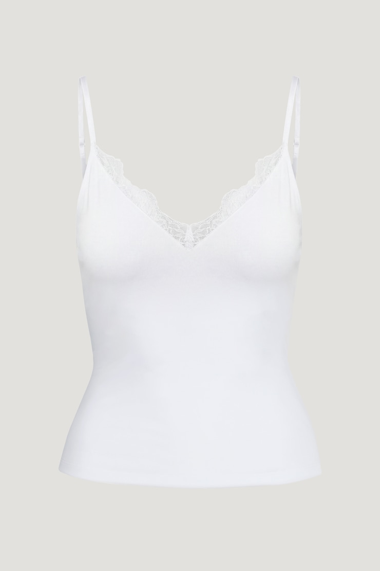 Camisole sculptante à bordure en dentelle