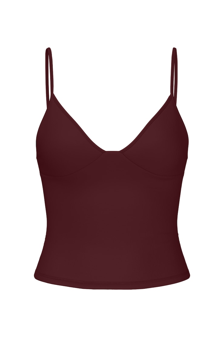 Active Plunge Cami Top, Burgundy Bite, large