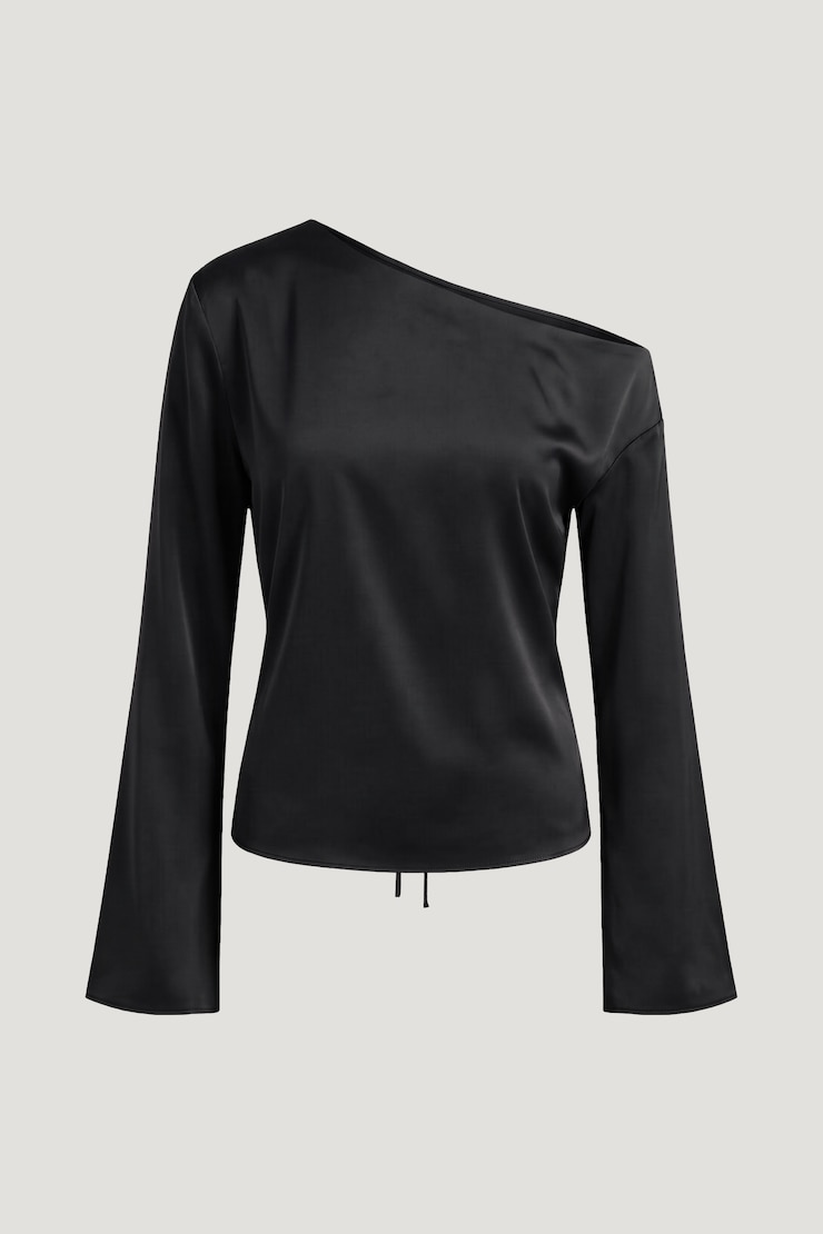 Alexa Satin Blouse Jet Black large