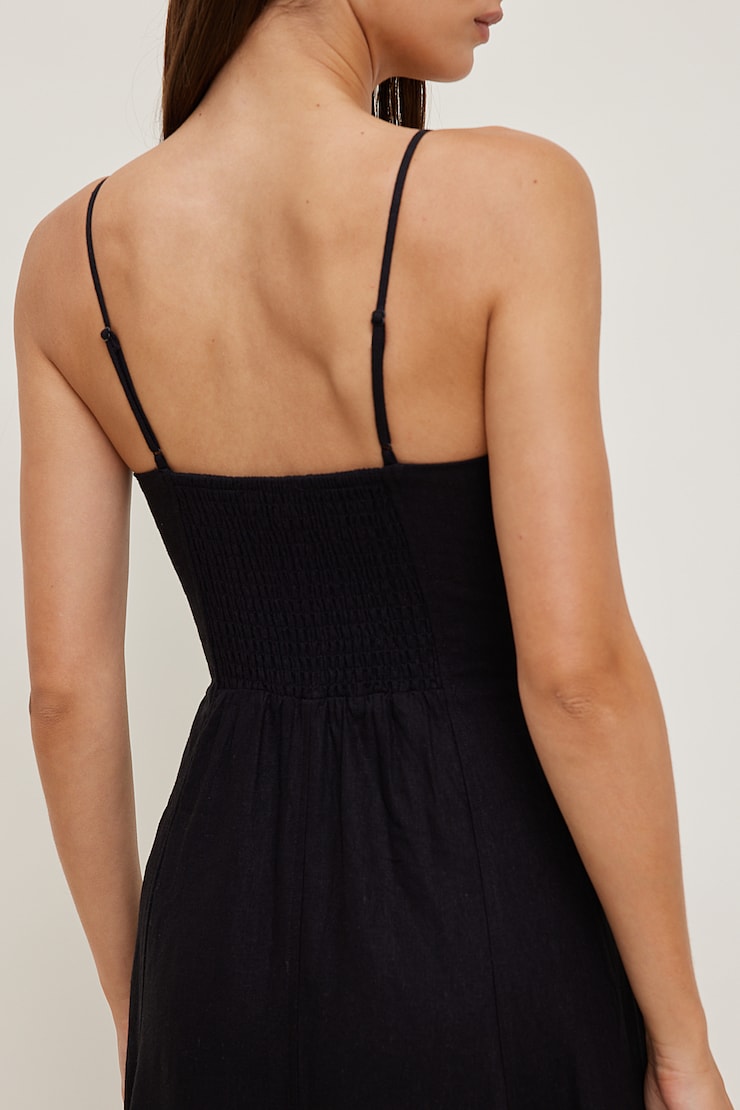 Belle Linen Midi Dress Jet Black large