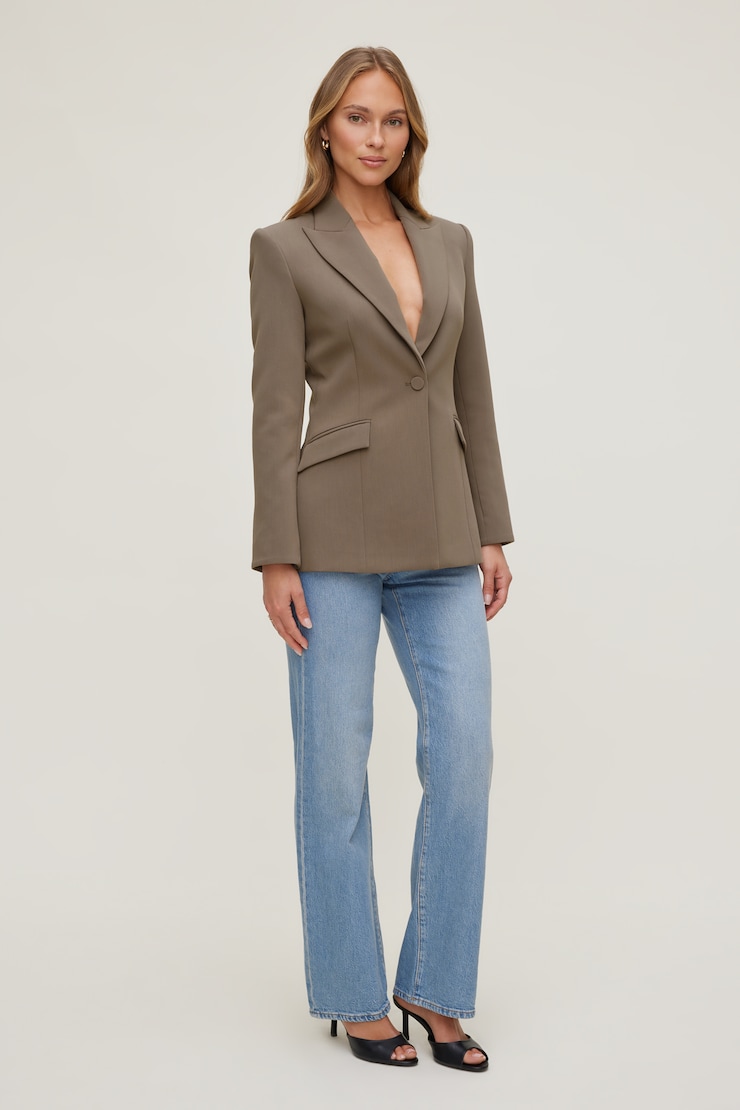 Anna Cinched Blazer Falcon Brown large