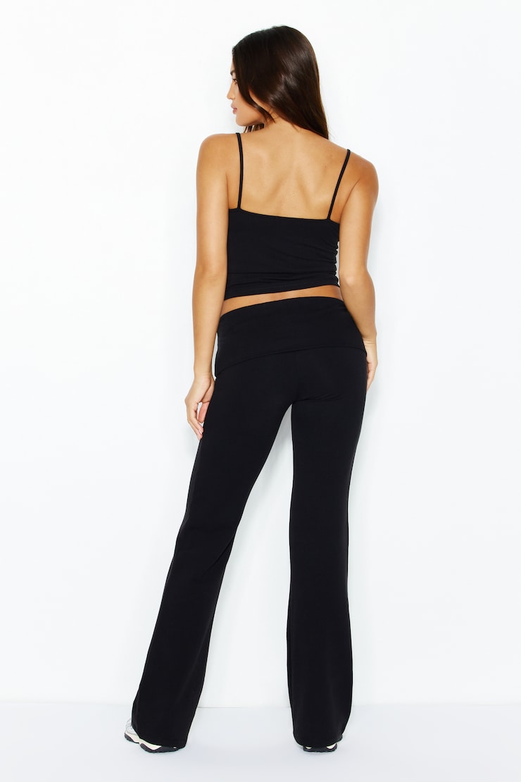 StretchTerry™ Foldover Bootcut Pants, Jet Black, large