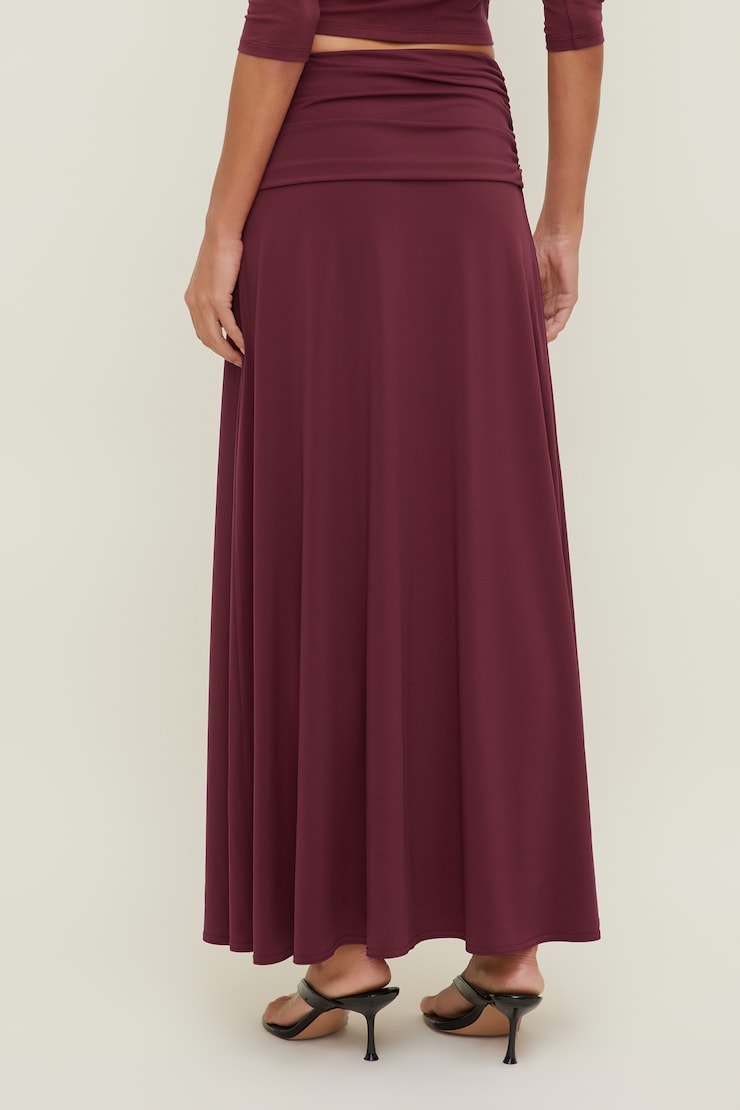 Sculpt Foldover Maxi Skirt Maroon Banner large
