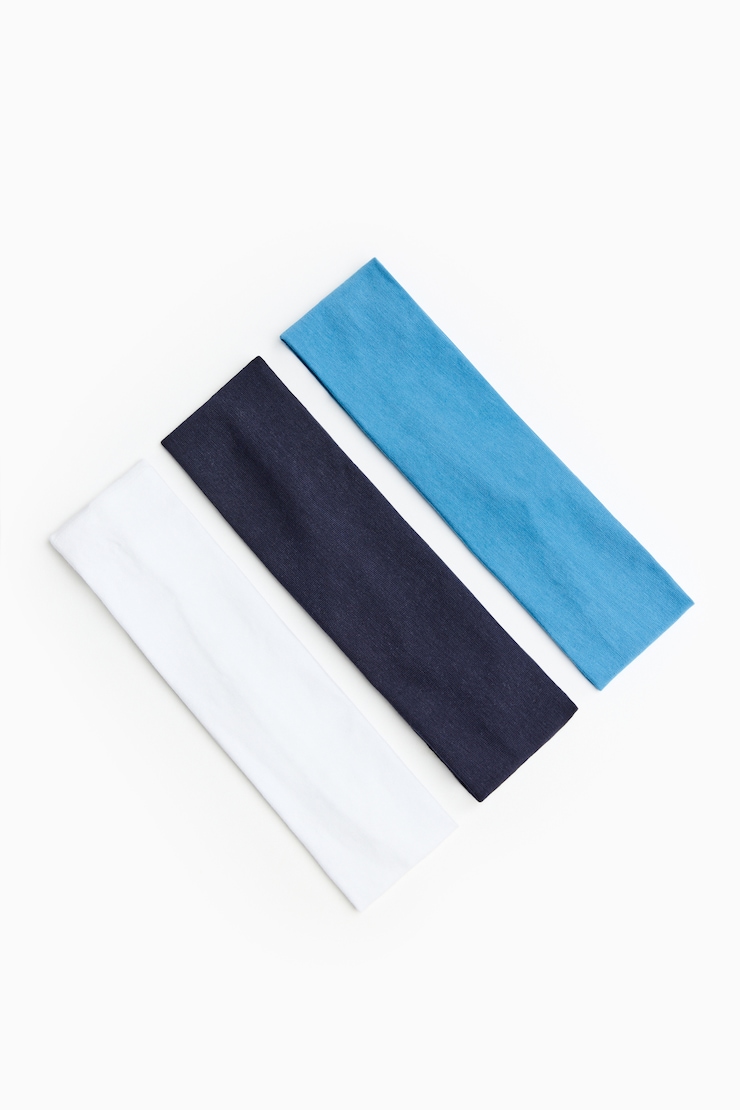 Set of 3 Stretchy Headbands, Naughty Navy/Rebound/White, large