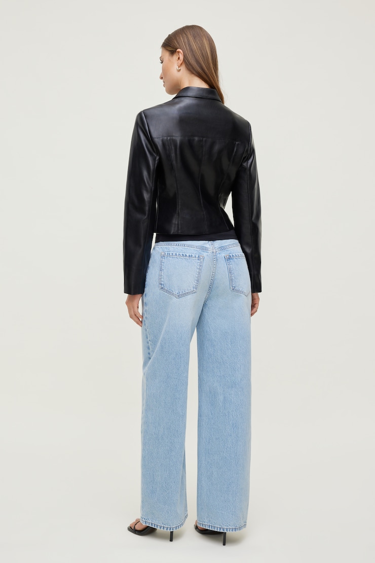 Charlotte Short Faux Leather Jacket Faux Leather Jet Black large