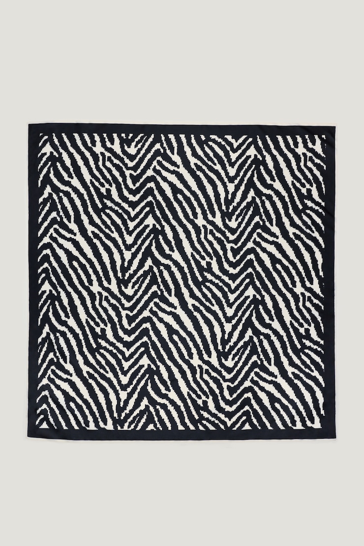 Satin Feel Scarf Black and White Zebra large
