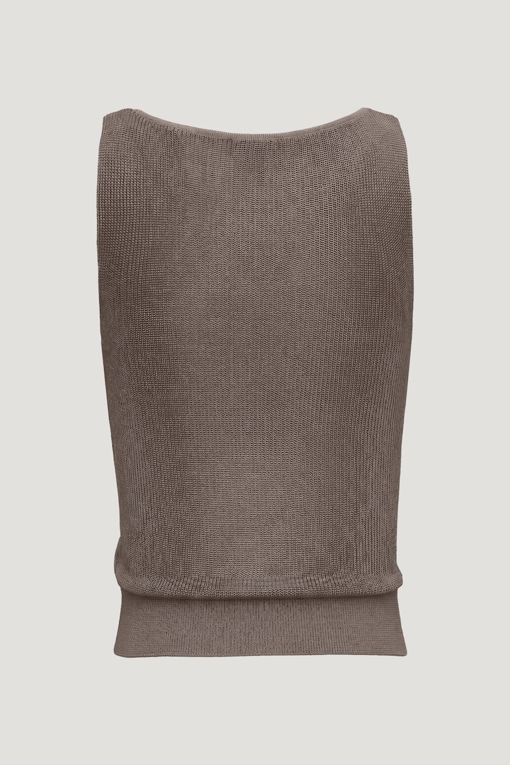 High Shine Sweater Tank Top Iron Taupe large