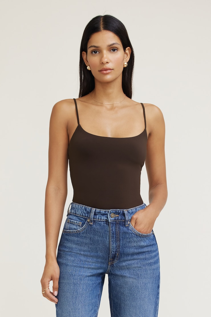 Camisole à col échancré en tissu Sculpt Nadia Brun café large