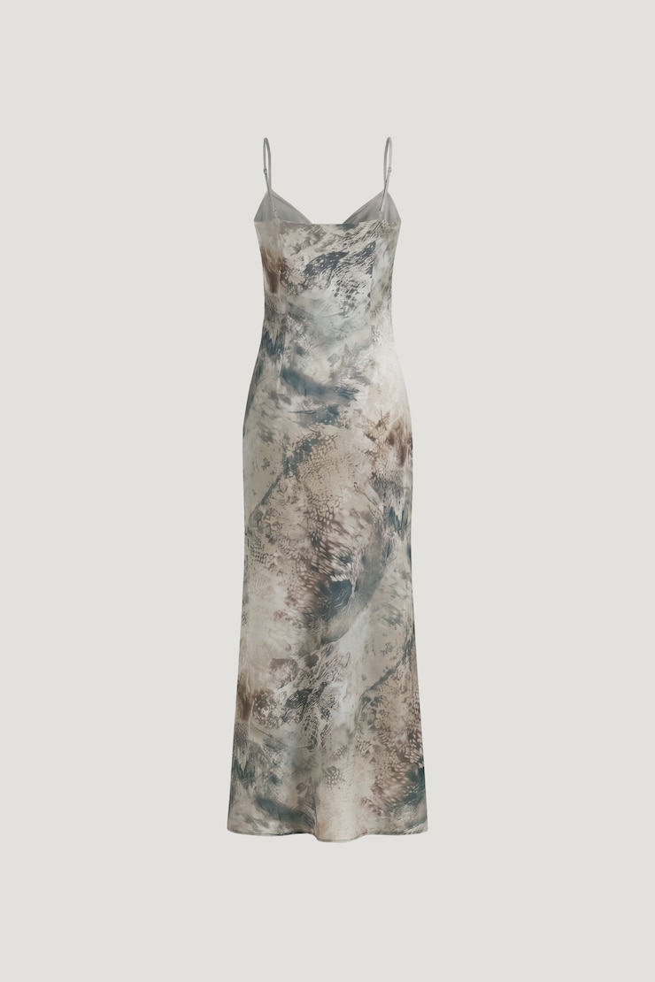 Alessia Maxi Slip Dress Blue Snakeskin large