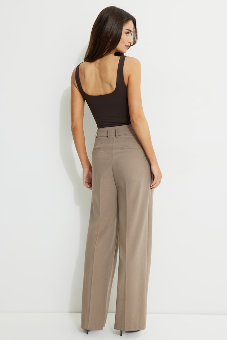 Sofia Pleated Straight Leg Pants Chalet Brown Melange large