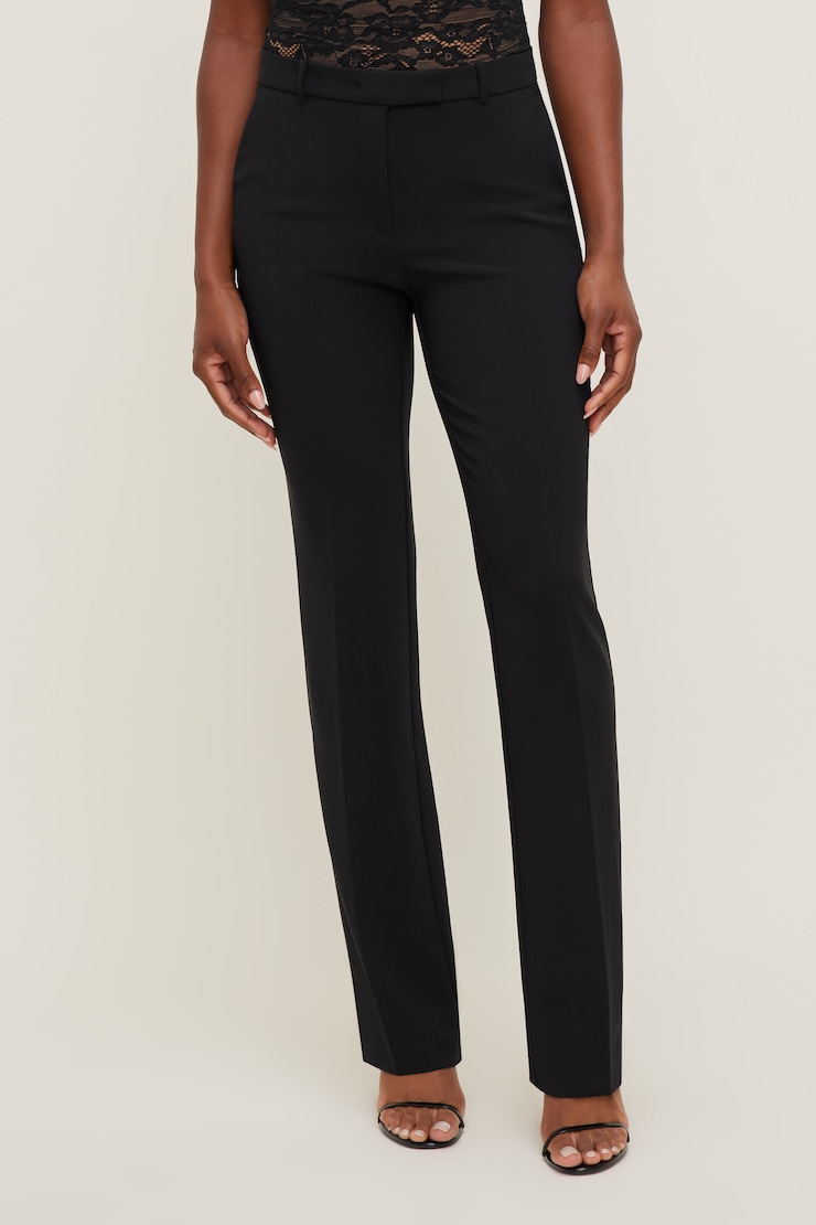 High Rise Slim Straight Leg Pants Jet Black large