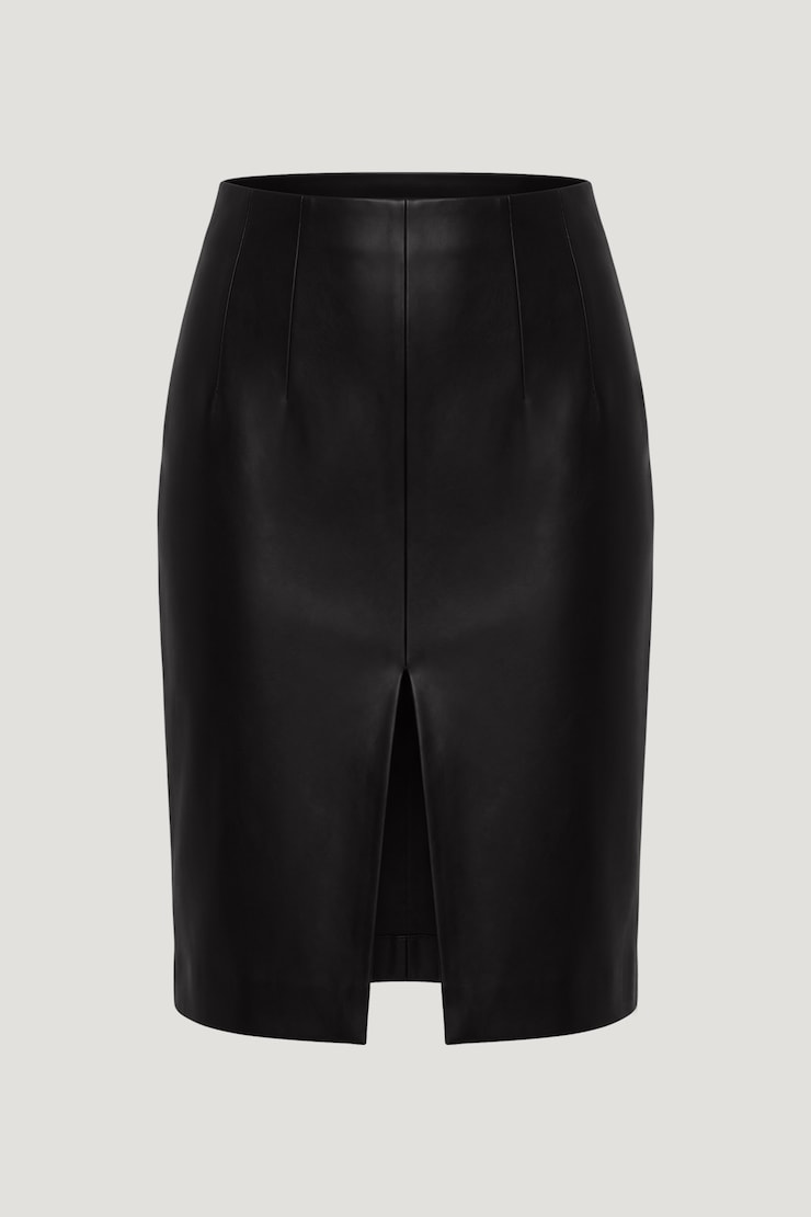 Faux Leather Midi Skirt Jet Black large
