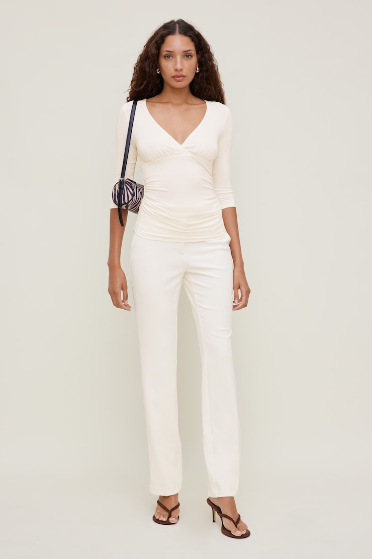 High Rise Slim Straight Leg Pants