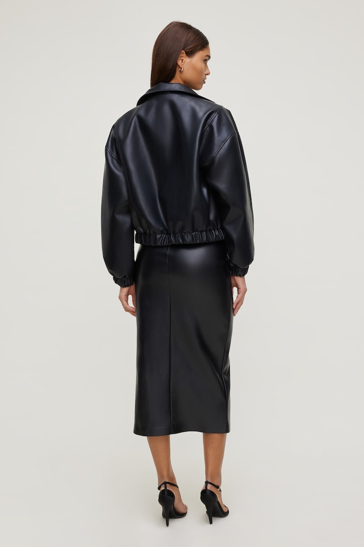 Marlow Faux Leather Midi Skirt Jet Black large