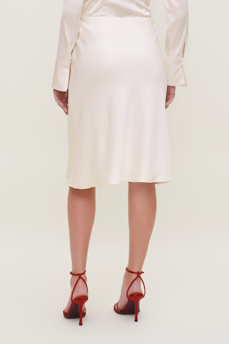 Esther Satin Midi Skirt Sea Salt Cream large