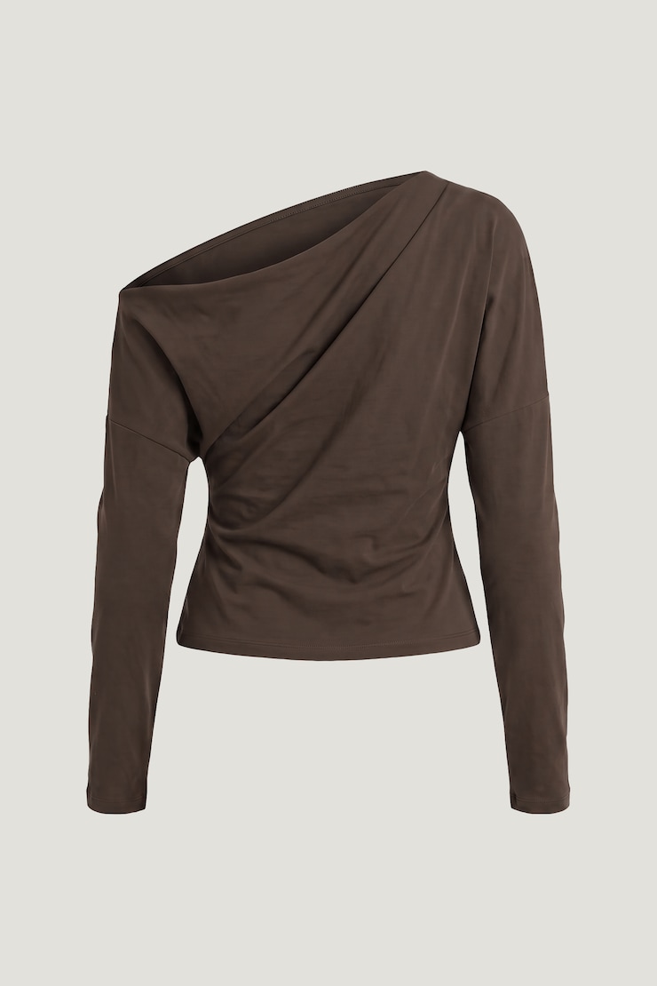Alexa Long Sleeve T Shirt Light Mocha Brown large