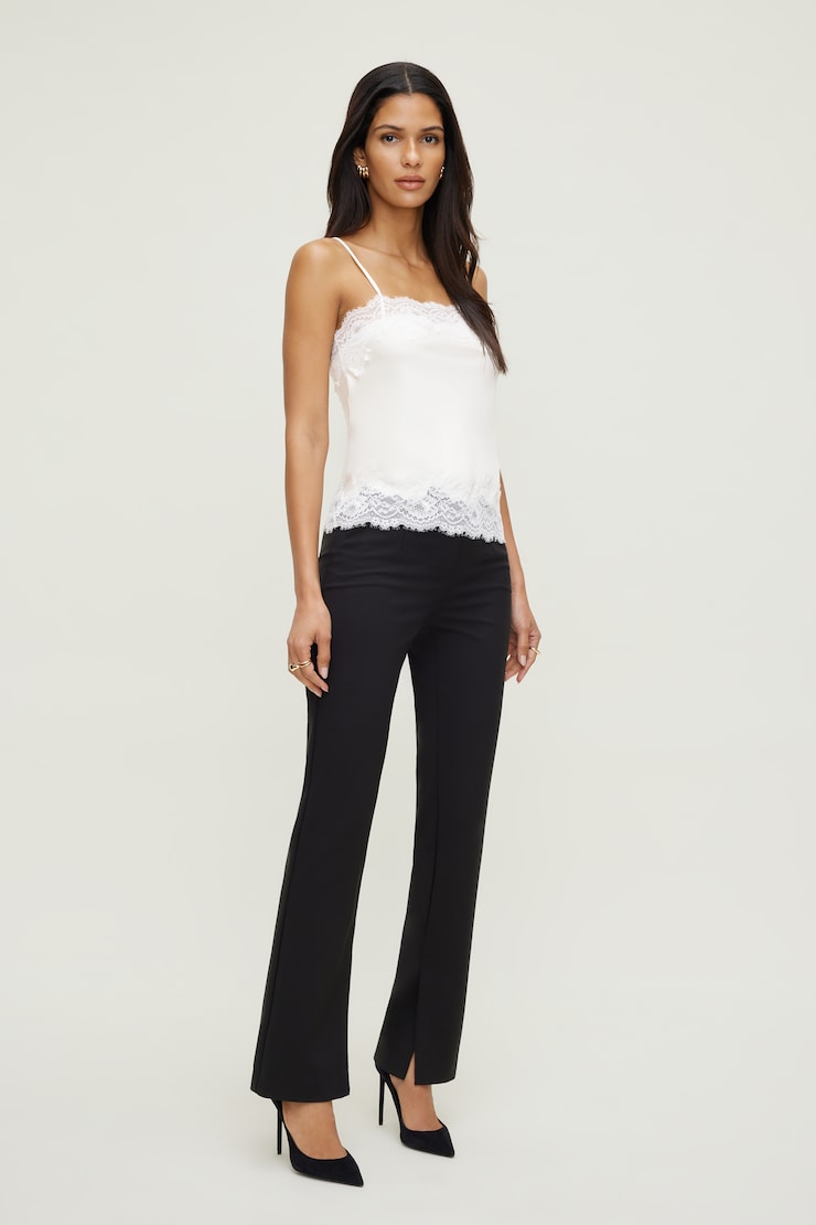 Lace Trim Satin Cami Top Beige | Dynamite