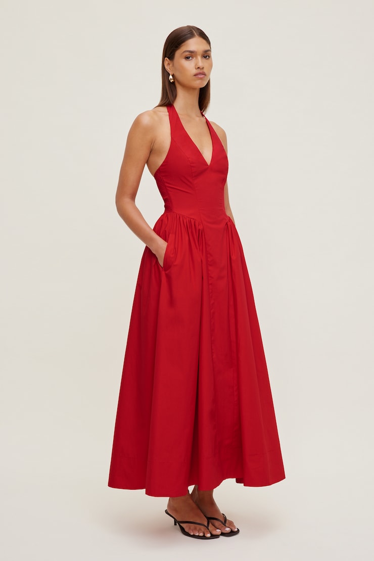 Taylor Poplin Maxi Dress Goji Berry Red large