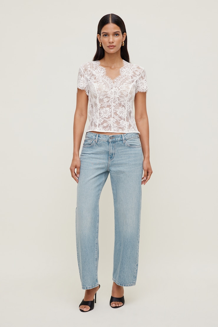 Lace Short Sleeve Blouse
