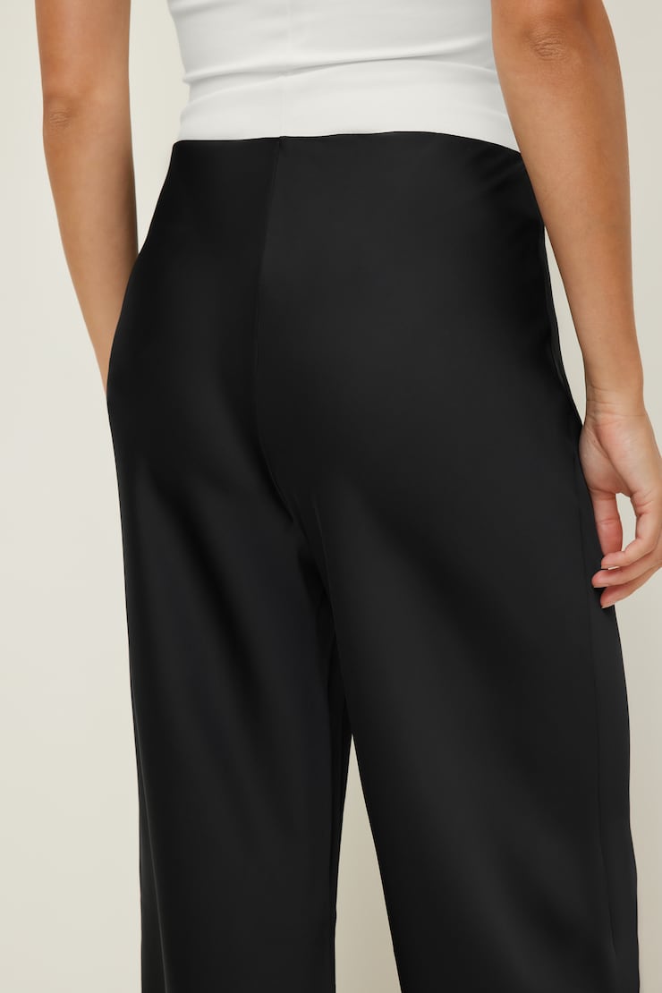 Izzy Wide Leg Satin Pants Jet Black large